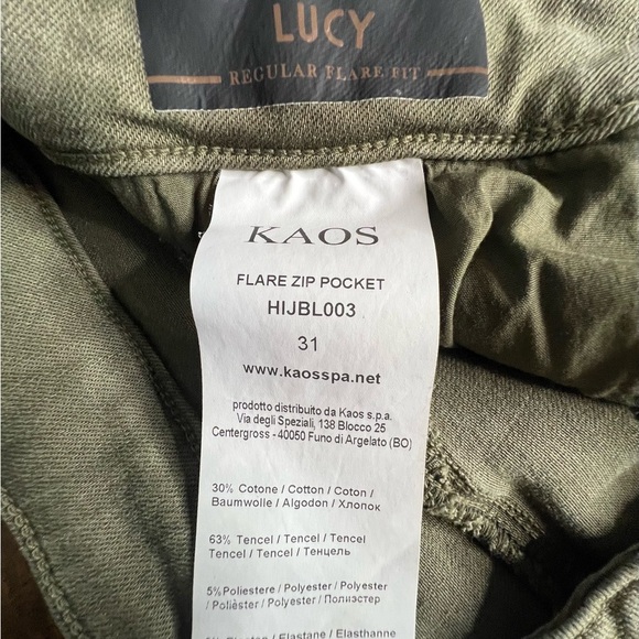 KAOS Lucy, regular flare fit, green jeans, SZ 31 (European) SZ S (USA) - Picture 3 of 11